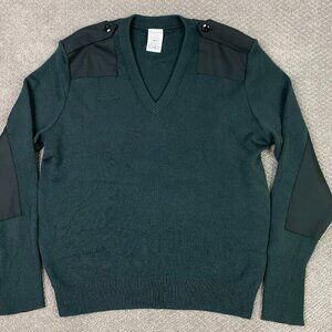Logistik Military Commando Sweater Men's Large Green Elbow Patches Wool NWOT